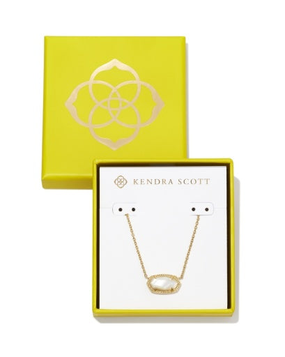 BOXED ELISA PENDANT NECKLACE W/ LID GOLD IVORY MOTHER OF PEARL