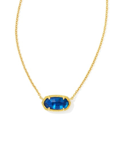 Elisa Short Pendant Necklace Gold Navy Abalone Jewelry
