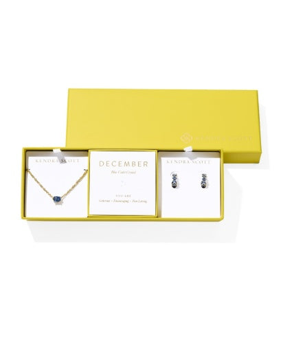 Cailin Birthstone Gift Set Gold Blue Violet Crystal Jewelry