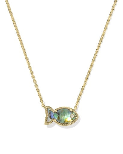 PARKER FISH SHORT PENDANT NECKLACE GOLD ABALONE SHELL