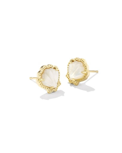 Brynne Shell Stud Earrings Gold Ivory Mother of Pearl