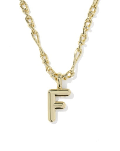 BUBBLE LETTER F SHORT PENDANT NECKLACE GOLD