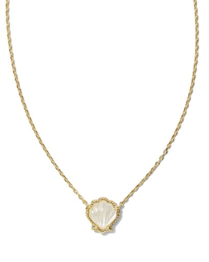 Brynne Shell Short Pendant Necklace Gold Ivory Mother Of Pearl