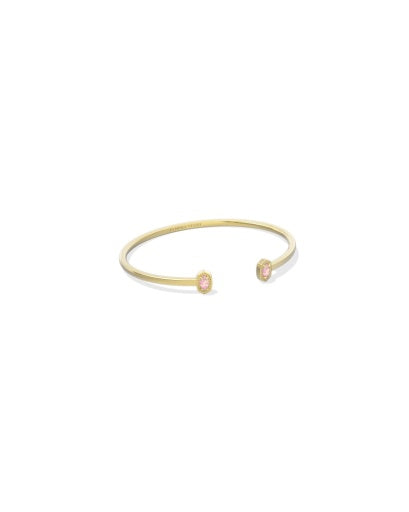 MINI ELTON CUFF BRACELET GOLD LIGHT PINK LAB GROWN OPAL S/M