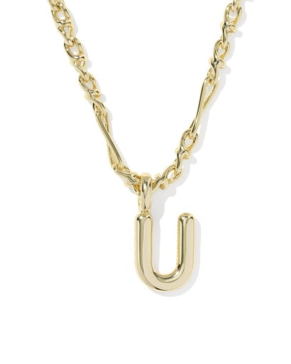 BUBBLE LETTER U SHORT PENDANT NECKLACE GOLD