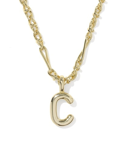 BUBBLE LETTER C SHORT PENDANT NECKLACE GOLD