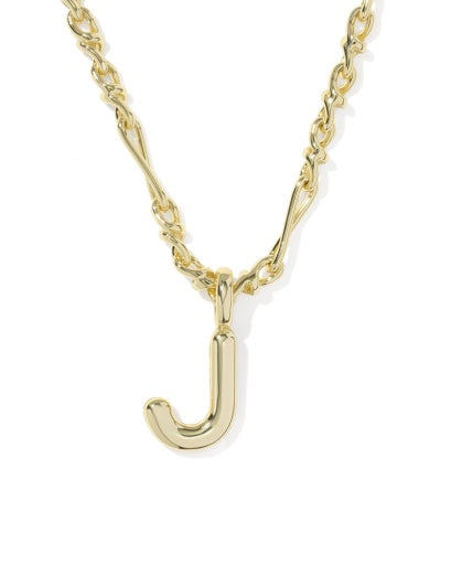 BUBBLE LETTER J SHORT PENDANT NECKLACE GOLD