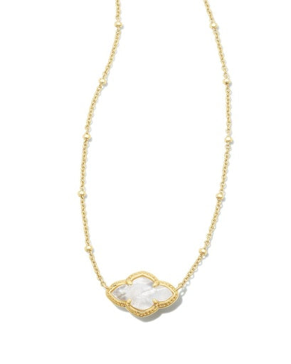 Abbie Pendant Necklace Gold Ivory Mother Of Pearl Charm