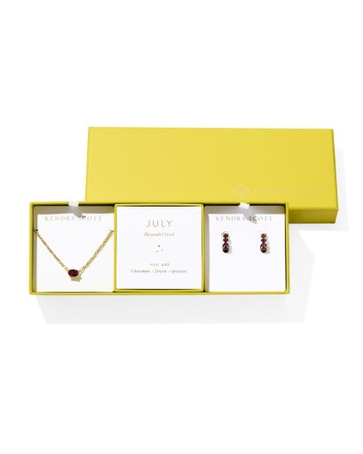Cailin Birthstone Gift Set Gold Burgundy Crystal Jewelry