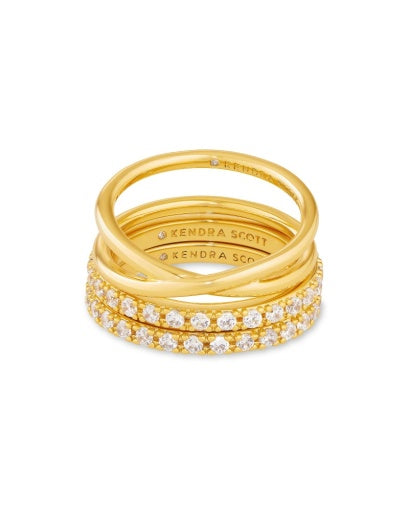 LIVY RING SET OF 3 GOLD METAL 7