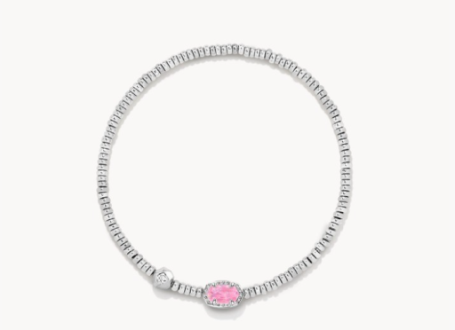 EMILIE STRETCH BRACELET SILVER PINK IRIDESCENT GLITTER GLASS