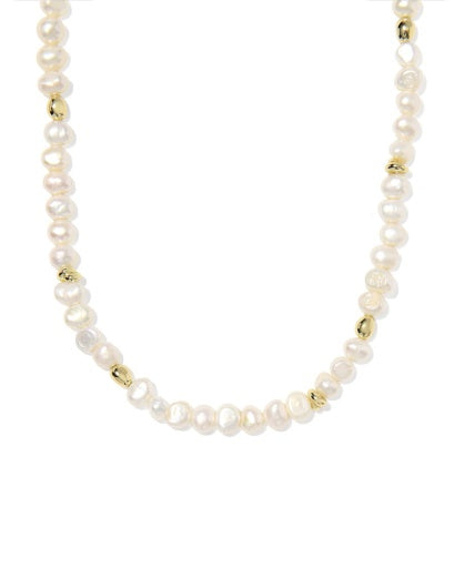 GABRIELLA PEARL STRAND NECKLACE GOLD FRESHWATER CULTURED PEARL