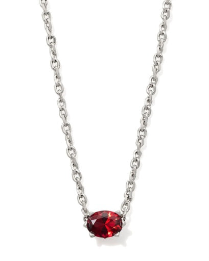 CAILIN CRYSTAL PENDANT NECKLACE SILVER RED CRYSTAL