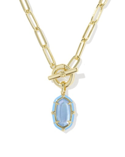 ELISA ENAMEL LINK AND CHAIN NECKLACE GOLD PERIWINKLE ILLUSION