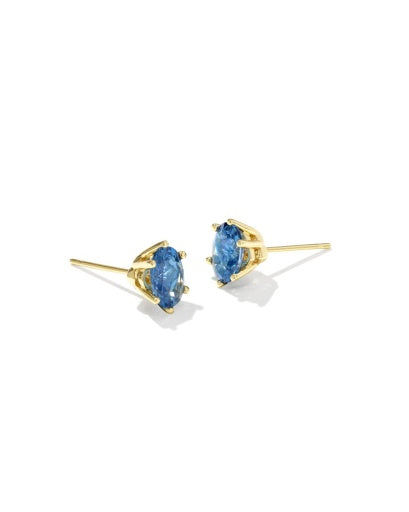 CAILIN CRYSTAL STUD EARRINGS GOLD BLUE CRYSTAL