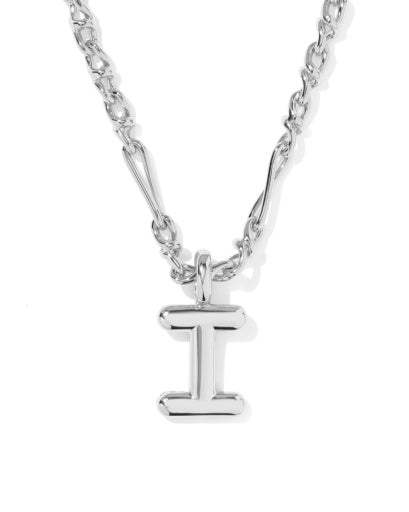 BUBBLE LETTER I SHORT PENDANT NECKLACE SILVER