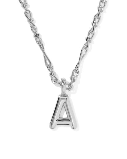 BUBBLE LETTER A SHORT PENDANT NECKLACE SILVER
