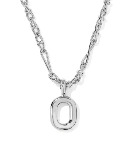 BUBBLE LETTER O SHORT PENDANT NECKLACE SILVER
