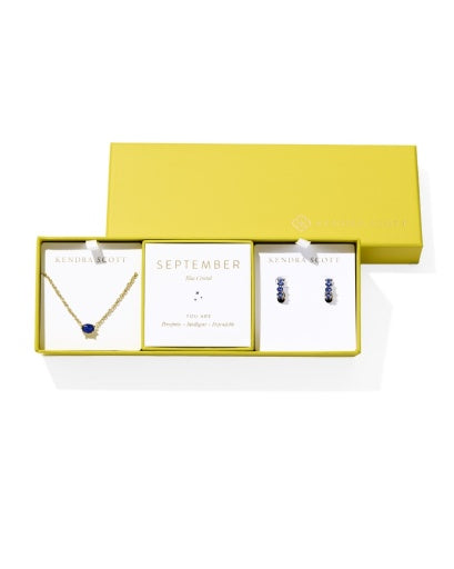 Cailin Birthstone Gift Set Gold Blue Crystal Jewelry
