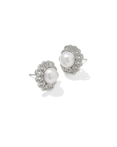 GABRIELLA PEARL STUD EARRINGS VINTAGE SILVER FRESHWATER CULTURED PEARL