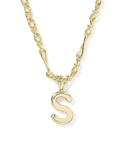 BUBBLE LETTER S SHORT PENDANT NECKLACE GOLD