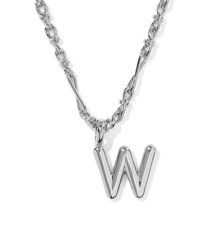 BUBBLE LETTER W SHORT PENDANT NECKLACE SILVER