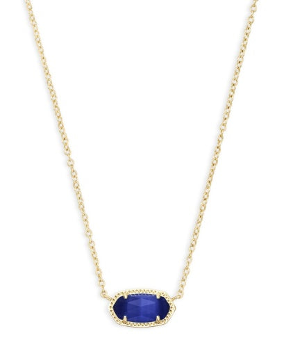 Elisa Short Pendant Necklace Gold Cobalt Cat Eye Stone