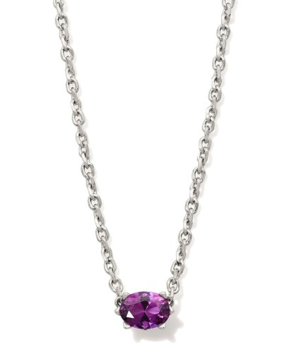 CAILIN CRYSTAL PENDANT NECKLACE SILVER PURPLE CRYSTAL