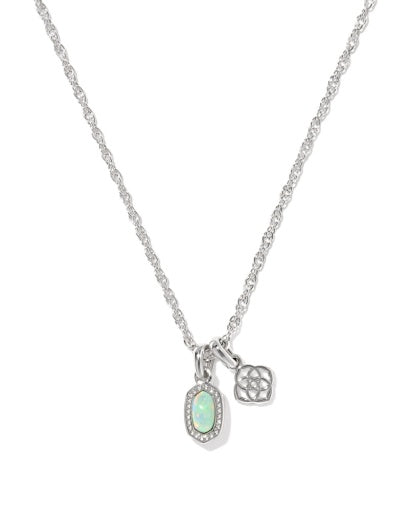 MINI ELISA DIRA NECKLACE SILVER GREEN LAB GROWN OPAL