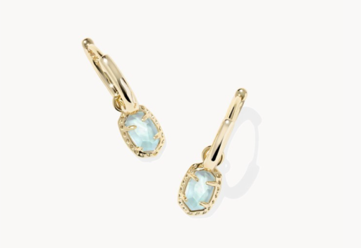 EMILIE HUGGIE EARRINGS GOLD LIGHT BLUE ILLUSION