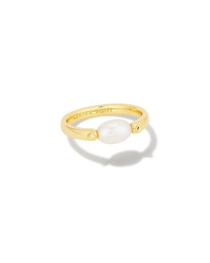 LEIGHTON PEARL BAND RING GOLD WHITE PEARL 7