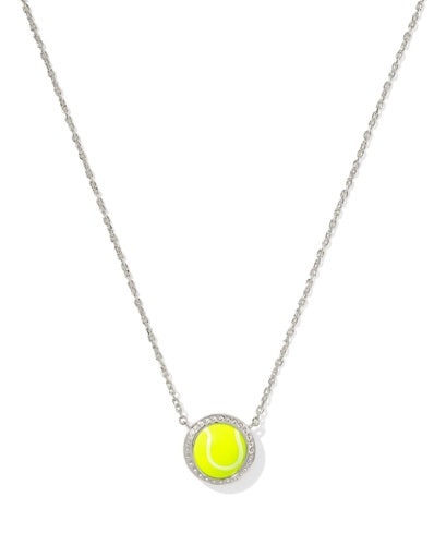 TENNIS SHORT PENDANT NECKLACE SILVER CHARTREUSE MAGNESITE