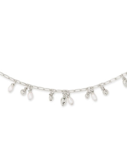 MOLLIE CHOKER NECKLACE SILVER WHITE PEARL