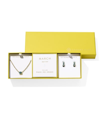 Cailin Birthstone Gift Set Gold Aqua Crystal Jewelry