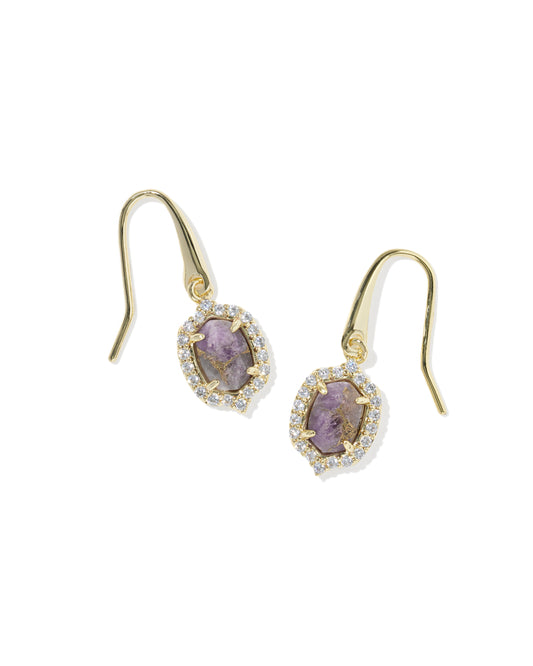 DAPHNE CRSTL FRM DRP EAR GOLD BRZ VND PRPL