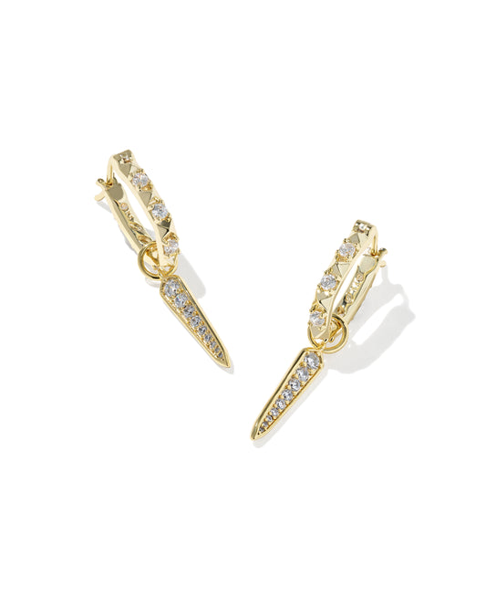 FATE CHARM HUGGIE EAR GOLD METAL WHITE CZ