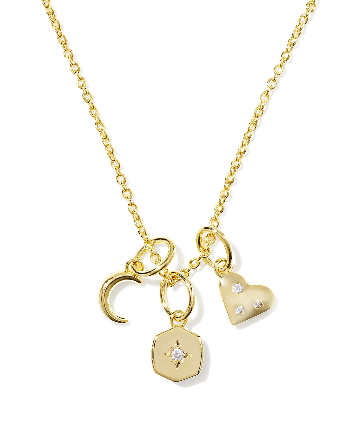 ARLENE CHARM NCK GOLD METAL WHITE CZ