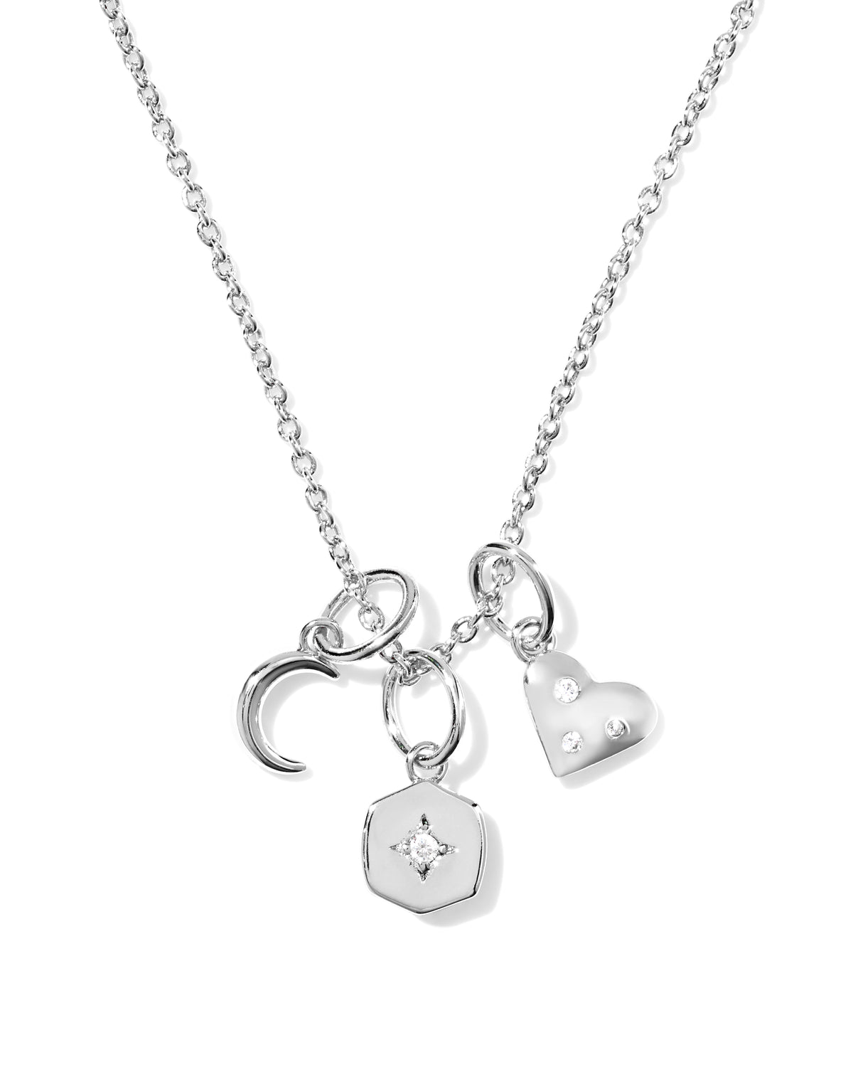 ARLENE CHARM NCK RHOD METAL WHITE CZ