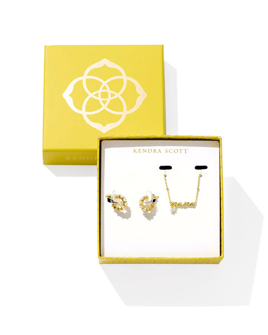 MAMA & CAILIN GIFT SET GOLD WHITE CRYSTAL