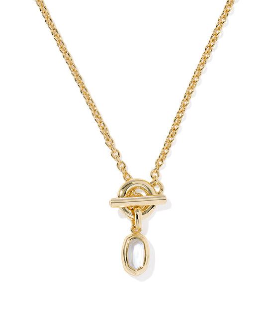 MINI ELISA TOGGLE SHORT PENDANT NECKLACE GOLD IVORY MOTHER OF PEARL