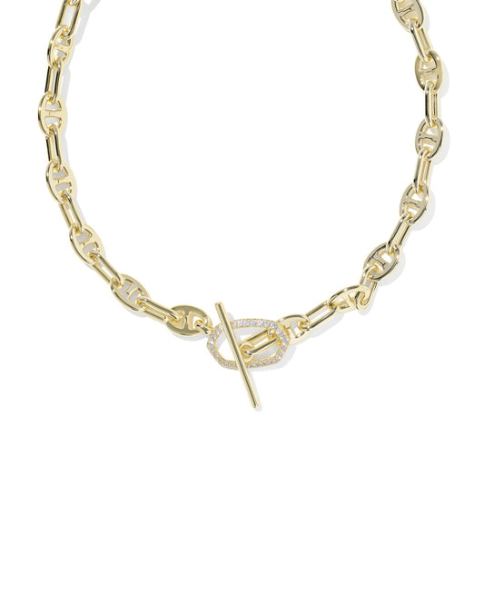 ELISA TOGGLE LNK CHN NEC GOLD WHITE
