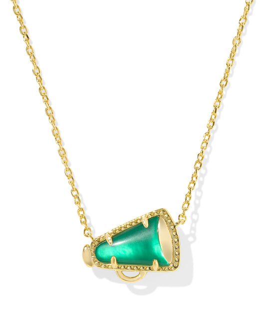 CHEER SHORT PENDANT NECKLACE GOLD EMERALD ILLUSION