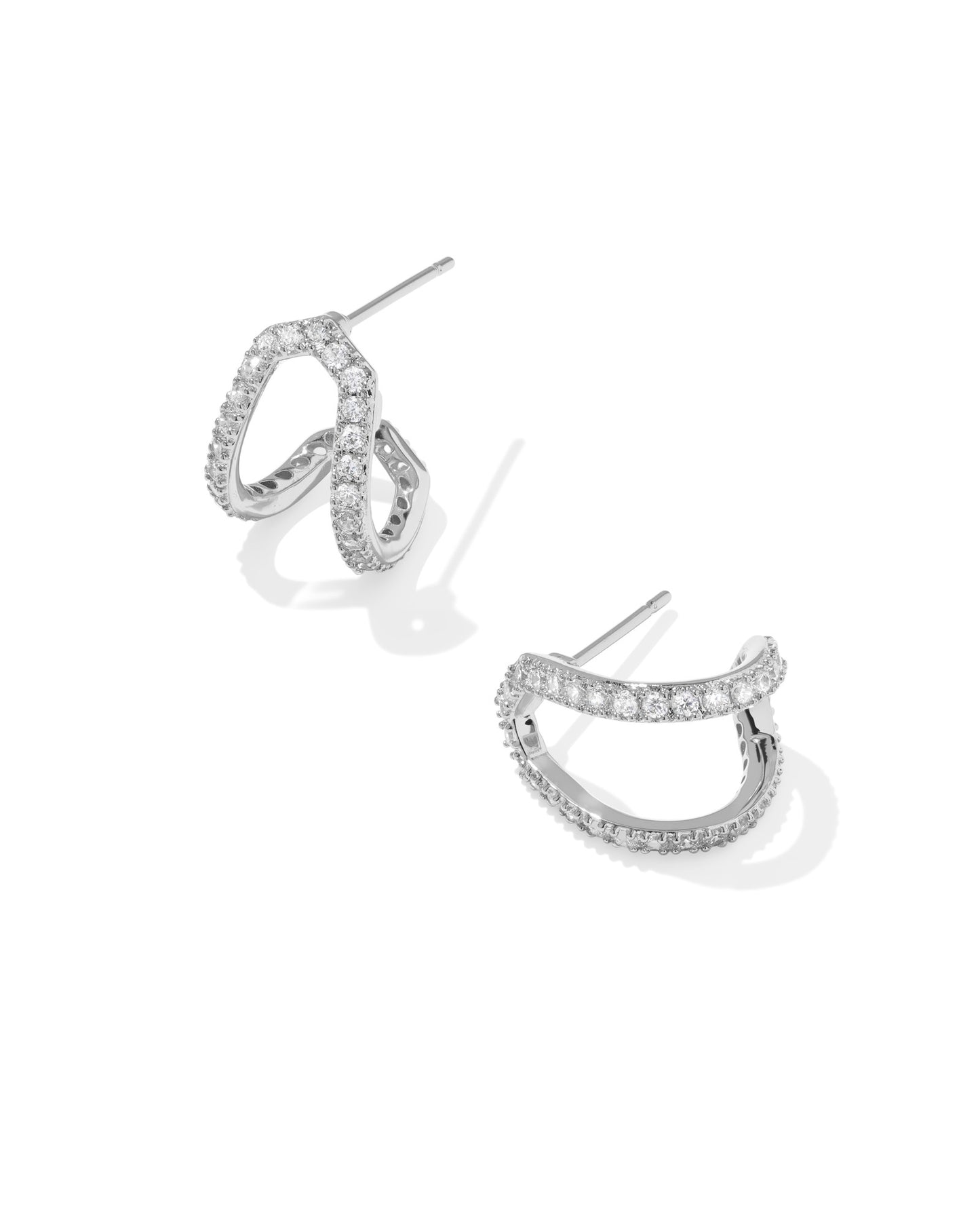 DAPHNE PAVE HUGGIE EARRING RHOD/WHITE