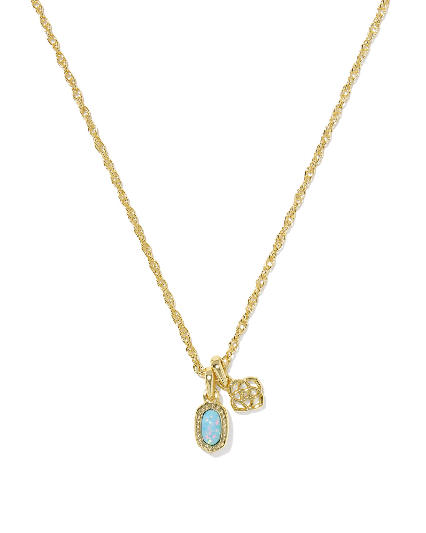 MINI ELISA DIRA NECKLACE GOLD BLUE LAB GROWN OPAL