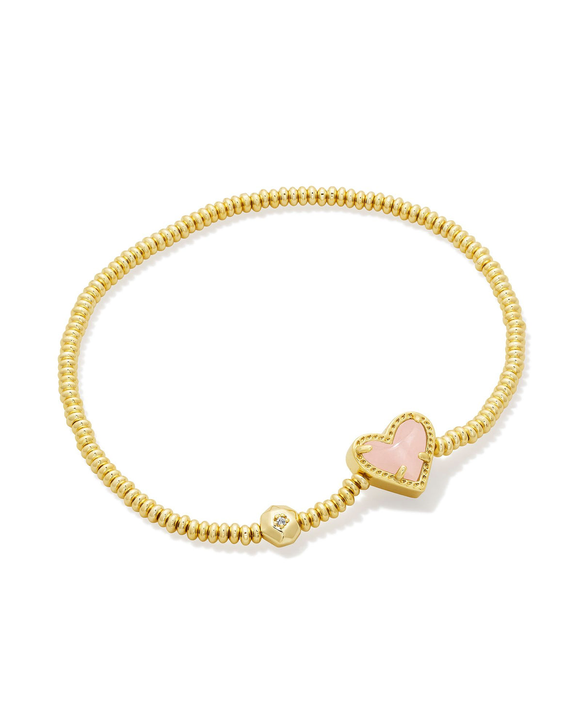 ARI HEART STRCH BRC GOLD ROSE QUARTZ