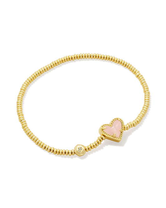 ARI HEART STRCH BRC GOLD ROSE QUARTZ