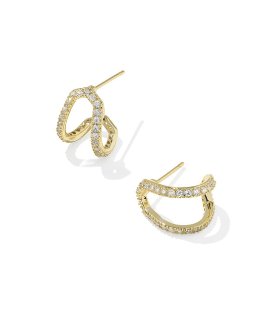 DAPHNE PAVE HUGGIE EARRING GOLD/WHITE