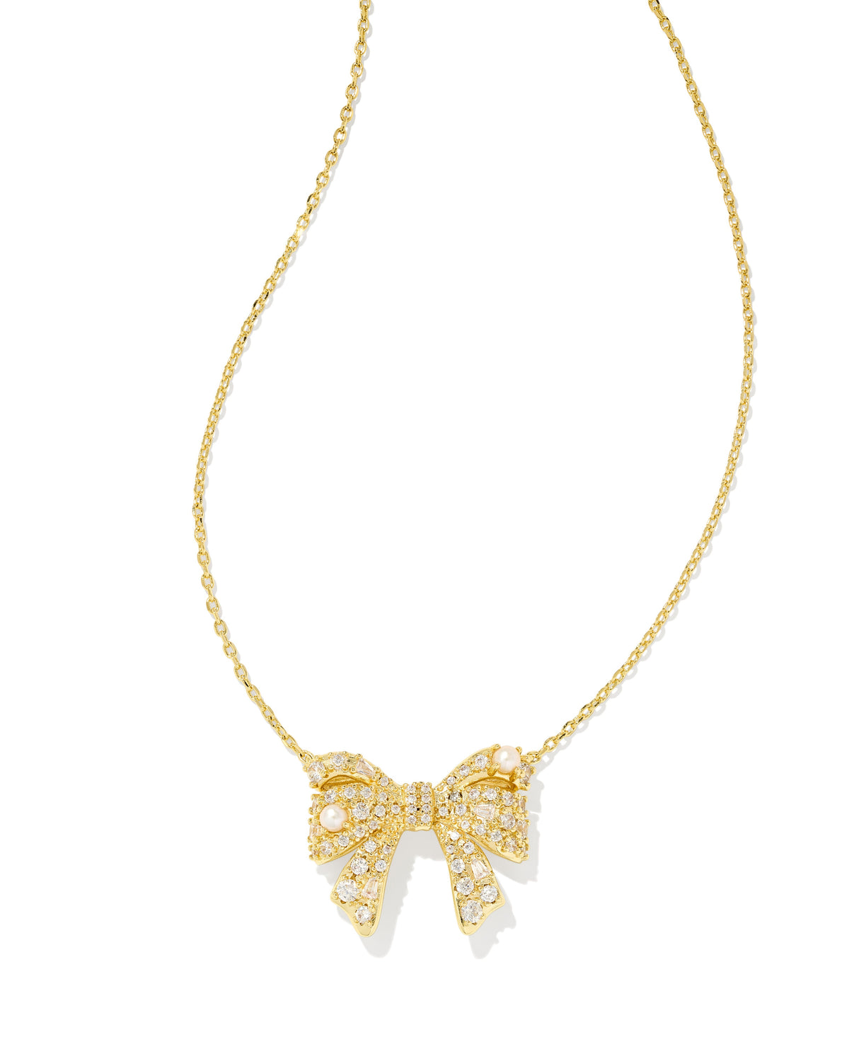 KRISTA BOW PNDNT NCK GOLD WHITE MIX