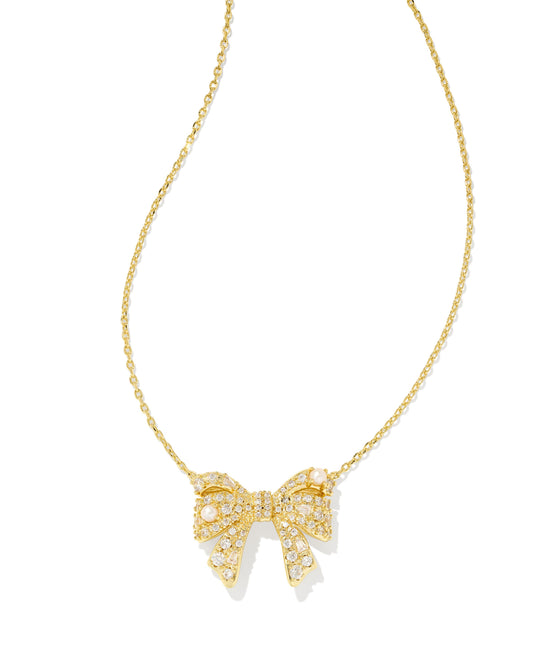 KRISTA BOW PNDNT NCK GOLD WHITE MIX