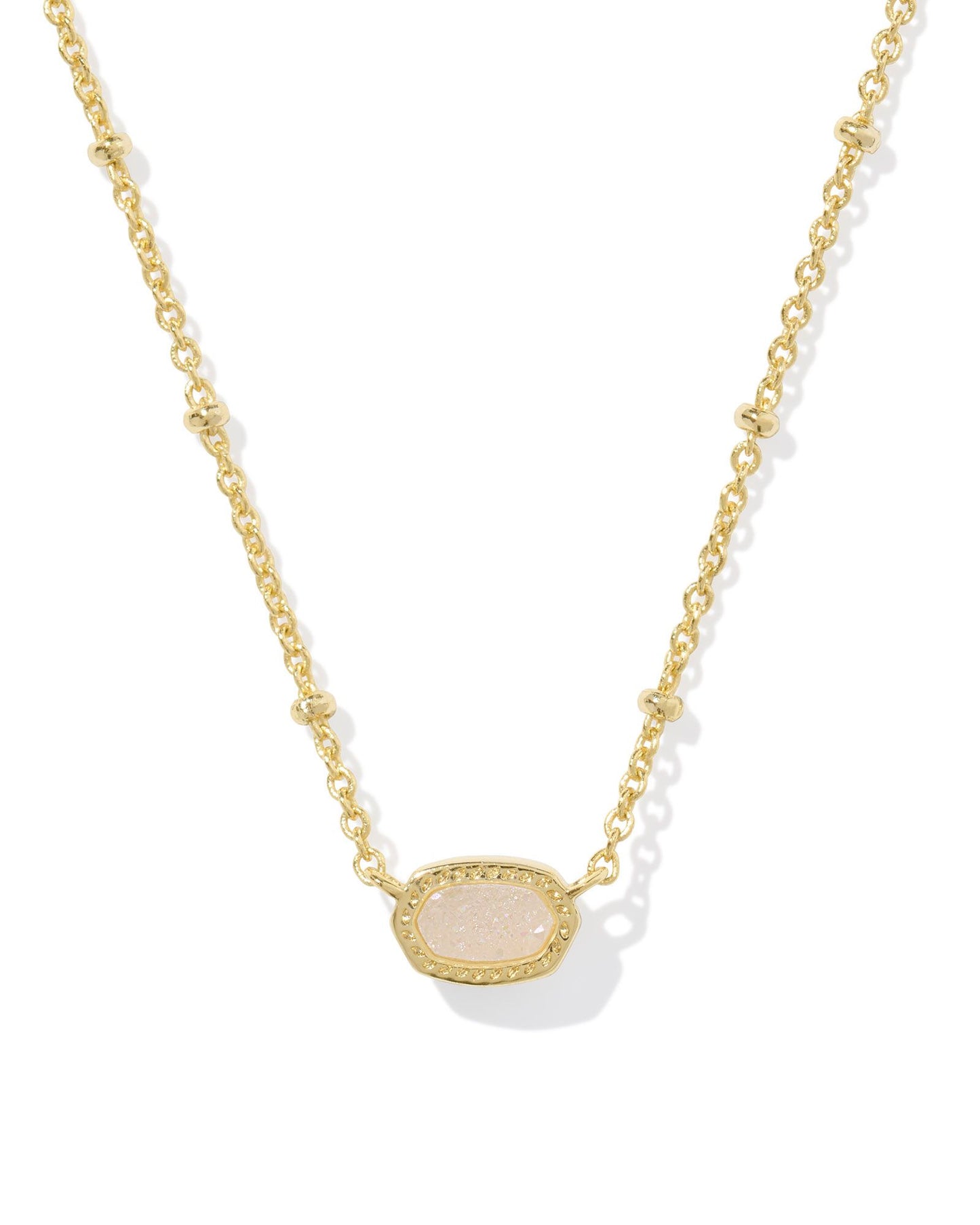 MINI ELISA SATELLITE SHORT PENDANT NECKLACE GOLD IRIDESCENT DRUSY